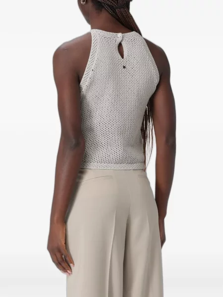 Πλεκτός τοπ Emporio Armani με halter λαιμόκοψη γκρι