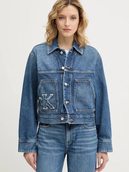 Calvin Klein Jeans kurtka jeansowa przejściowa oversize niebieski