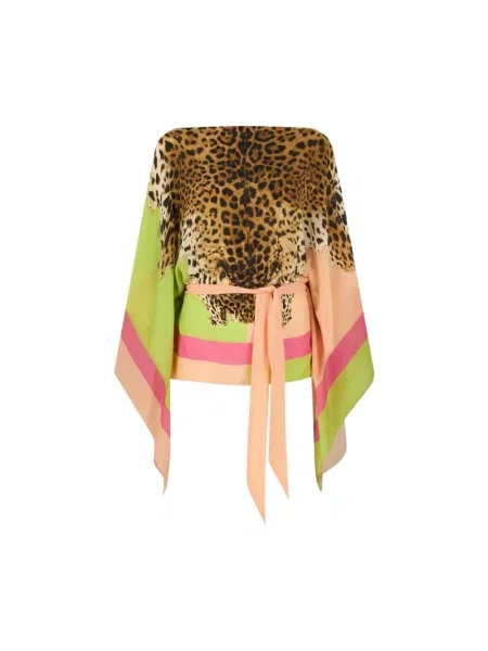 Wielobarwność bluzka Roberto Cavalli z nadrukiem