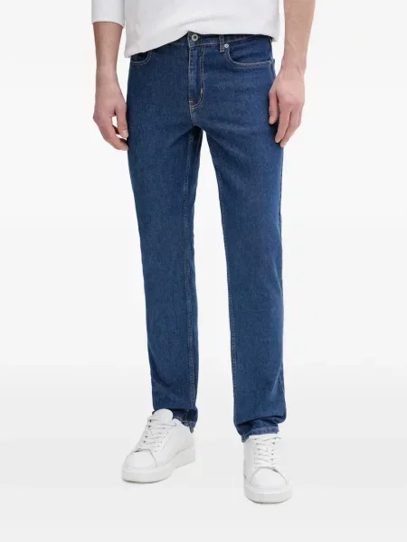 Blugi drepți Karl Lagerfeld Jeans cu autograf albastru