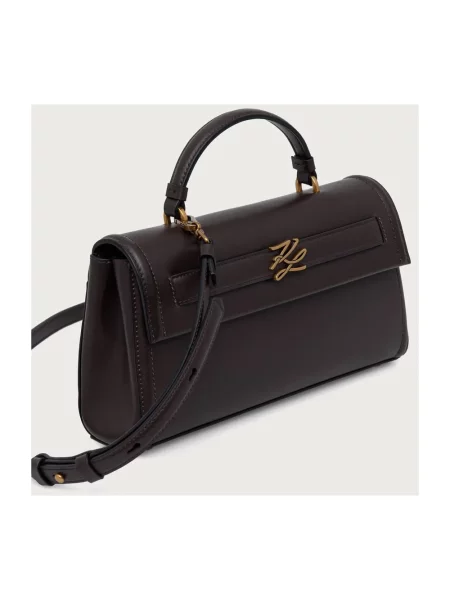 Karl Lagerfeld torebka skórzana K/AUTOGRAPH brązowa