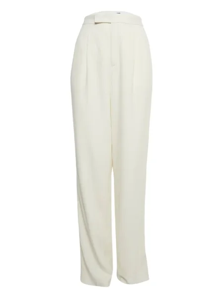 Pantaloni Ralph Lauren Purple Label cu dungi din crep alb