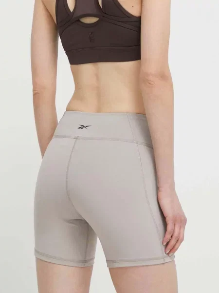 Tréninkové šortky Reebok LUX COLLECTION hladké high waist šedá