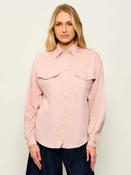 GUESS Cămașă LARA | Relaxed fit | cu adaos de in roz