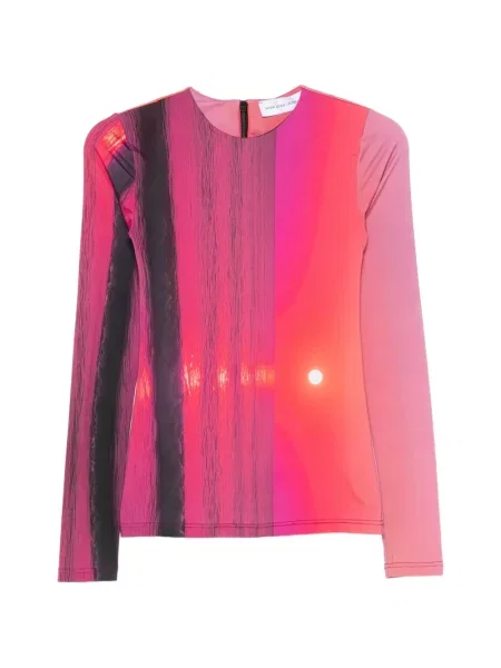Top Marie Adam-leenaerdt cu imagine cu imprimeu abstract roz
