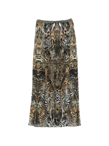 Fusta plisata Camilla plisată până la genunchi negru