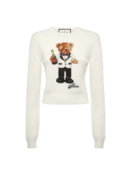 Sweter Philipp Plein wełniany typu teddy beżowy