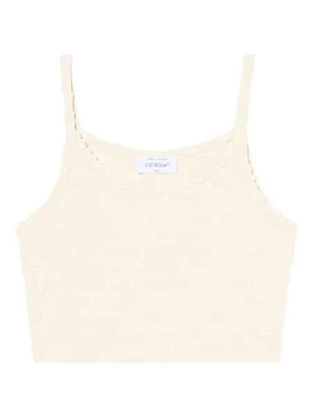 Top Off-white din material terry alb