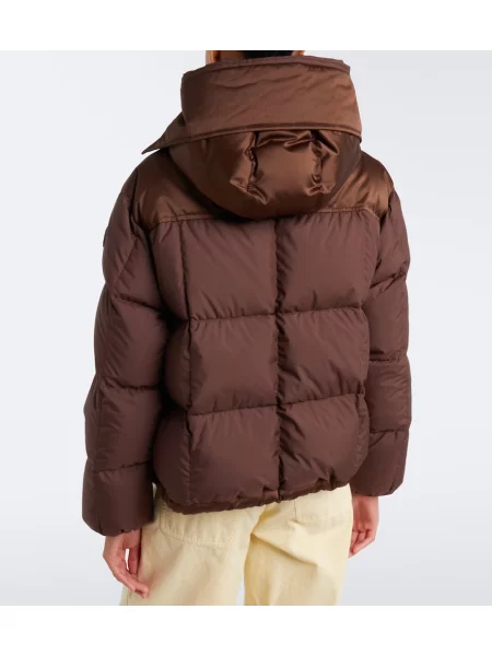 Geacă cu puf Moncler cu glugă maro