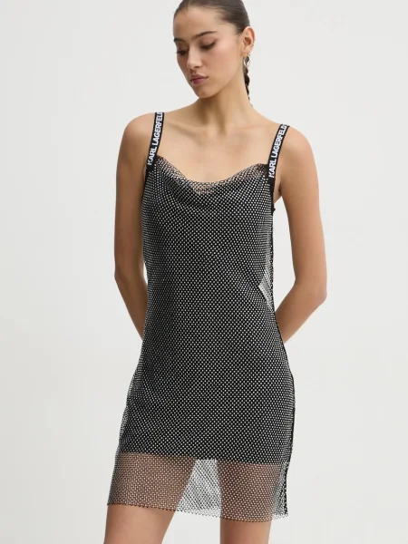 Karl Lagerfeld Jeans rochie mini mulată negru