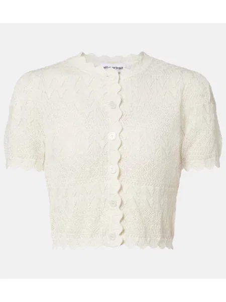 Decupat cardigan Self-portrait alb