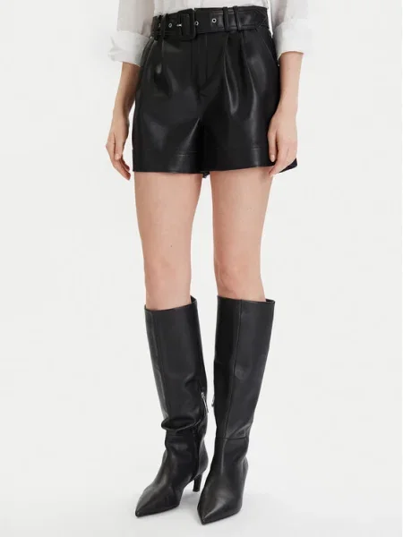 Morgan Pantaloni scurți din imitație de piele negru