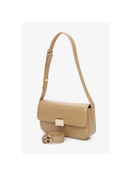 Кожаная сумка-багет Estro бежевая