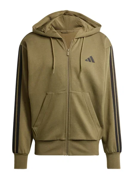 ADIDAS SPORTSWEAR Ζακέτα φούτερ ESSENTIALS THREE STRIPES FLEECE λαδί μαύρο