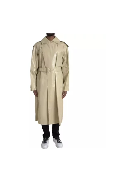 Trencz Bottega Veneta skórzany beżowy