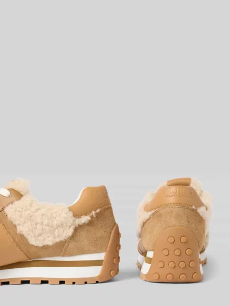 Sneakersy ze skóry z futerkiem model ‘DANI’ Lauren Ralph Lauren beżowe