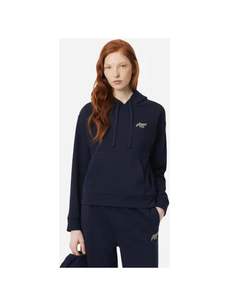 Bluza z kapturem Lacoste Badge Accent Fleece granatowy 34 niebieska