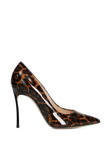 Pantofi cu toc Casadei din piele cu imagine cu model leopard maro