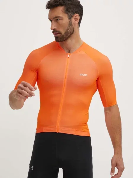 Вело тениска POC Pristine Jersey с изчистен дизайн оранжево
