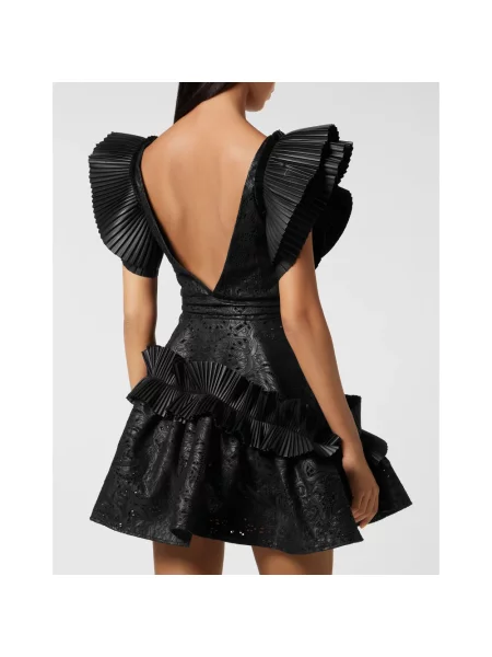 Sukienka mini Philipp Plein skórzana czarna