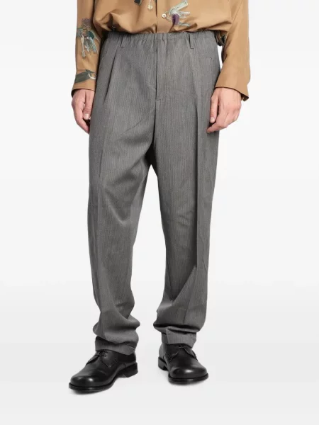 Pantaloni Magliano cu model herringbone gri