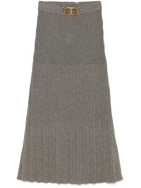 Fustă midi Twinset tricotate până la genunchi auriu