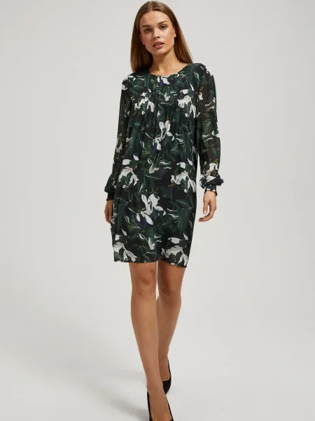 Rochie Marisse cu model floral negru