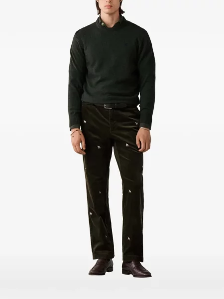 Pulover Hackett London cu decolteu rotund verde