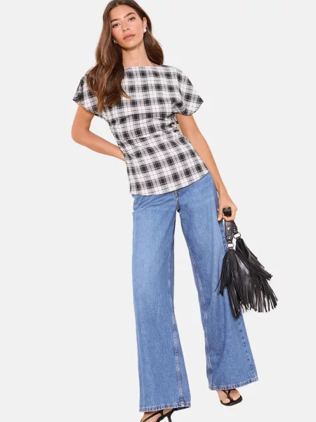 Lipsy Tricou gri / negru alb