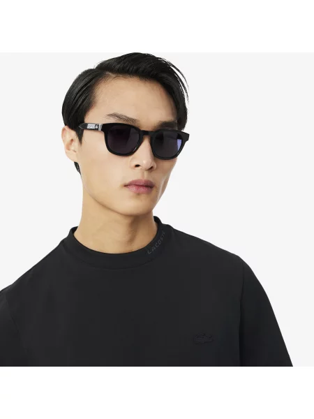 Lacoste Żakardowy T-Shirt Piké Z Logo Commuter czarny