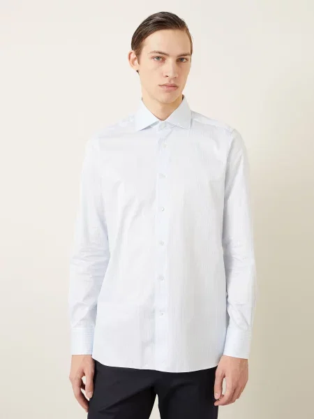 Zegna Koszula Regular Fit blau biała