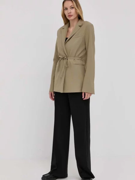 Пиджак Samsoe Samsoe однобортный однотонная зелёный