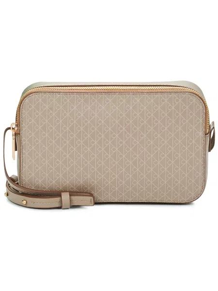 Ročna torba Calvin Klein Emblem Aop Elongated Camera Bag bež