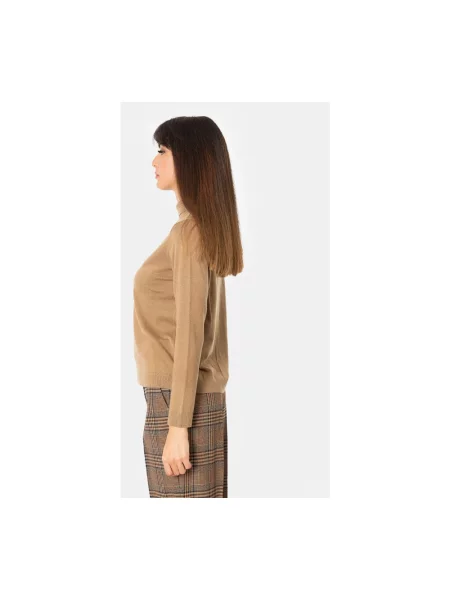 Sweter z golfem Weekend Max Mara wełniany brązowy