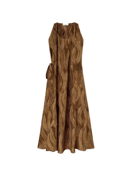 Rochie midi Retori de mătase cu imagine maro