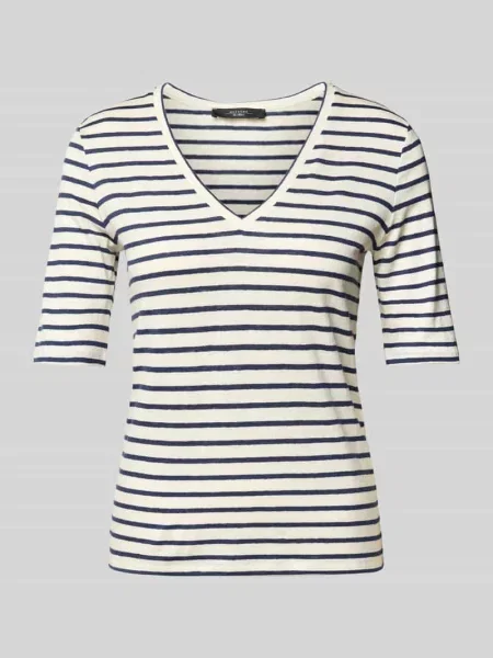 T-shirt z dekoltem w serek model ‘OPZIONE’ Weekend Max Mara niebieska