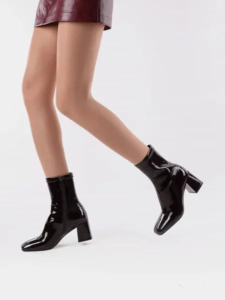 Кожаные лаковые ботинки Miraton бордовые