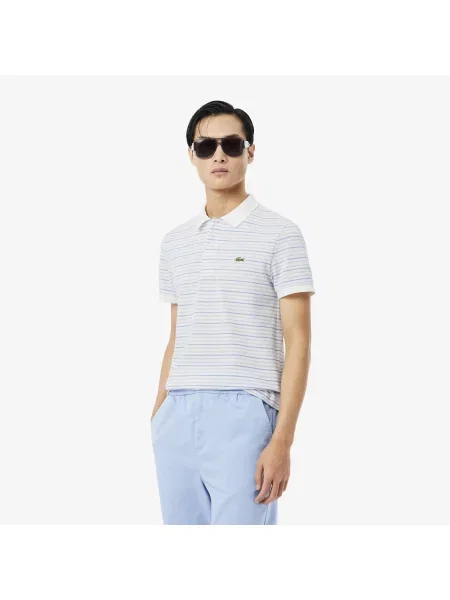 Lacoste Koszulka Polo Petit Piqué W Paski Classic Fit niebieski