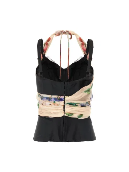 Wielobarwność top Dolce And Gabbana szyfonowy różowy