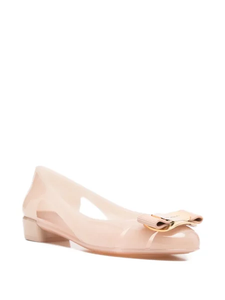 Pantofi cu toc Ferragamo cu funde roz