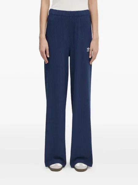 Pantaloni palazzo Adidas cu dungi plisat cu imagine albastru