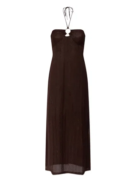 Rochie maxi Melissa Odabash cu gât halter de costum maro