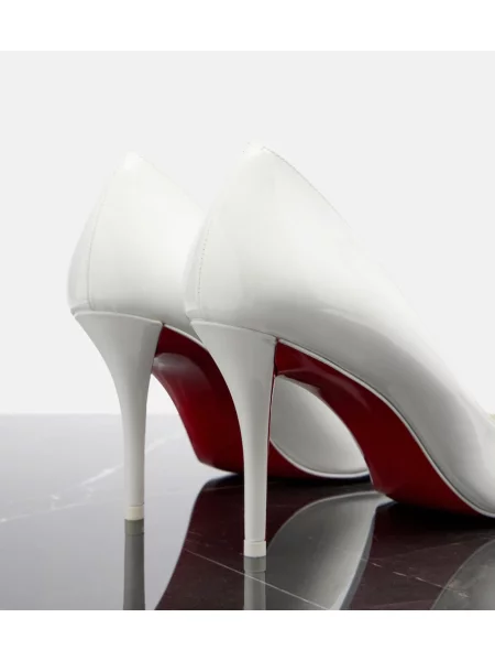 Pantofi cu toc Christian Louboutin din piele de lac alb