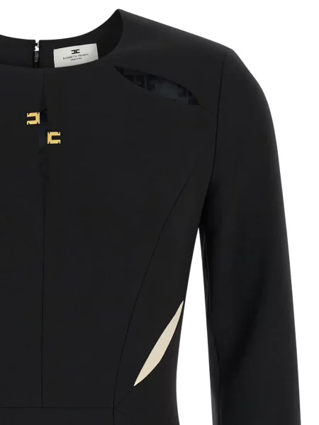 Osłona sukienka ołówkowa Elisabetta Franchi garniturowa z autografem czarna