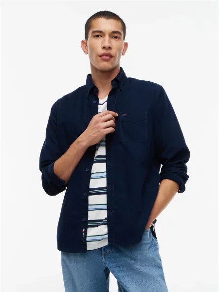 Tommy Jeans Košeľa námornícka modrá