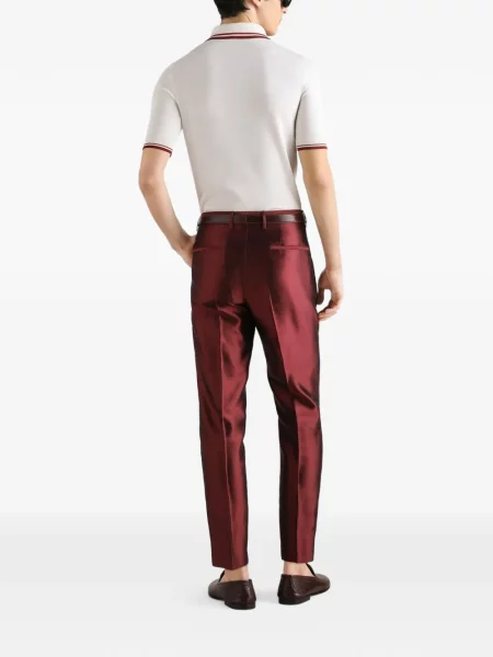 Pantaloni Dolce & Gabbana de mătase roșu