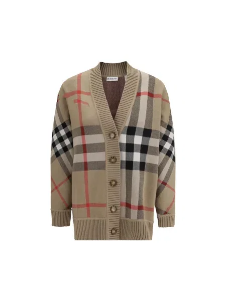 Sweter Burberry w kratkę beżowy