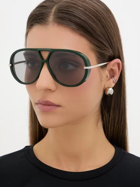 Bottega Veneta ochelari de soare aviator pentru femei verde