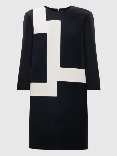 Сукня міні з вовни та шовку з контрастним геометричним візерунком Christian Dior чорна