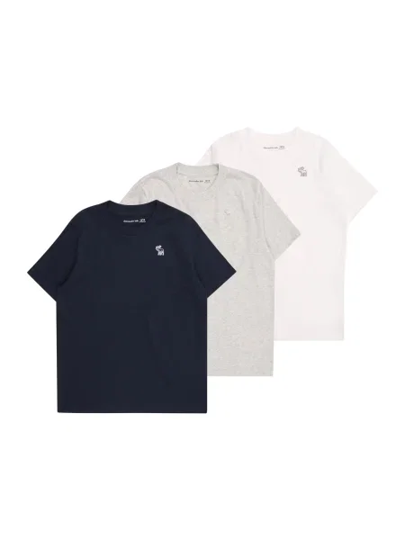 Abercrombie & Fitch Tricou bleumarin / gri deschis alb